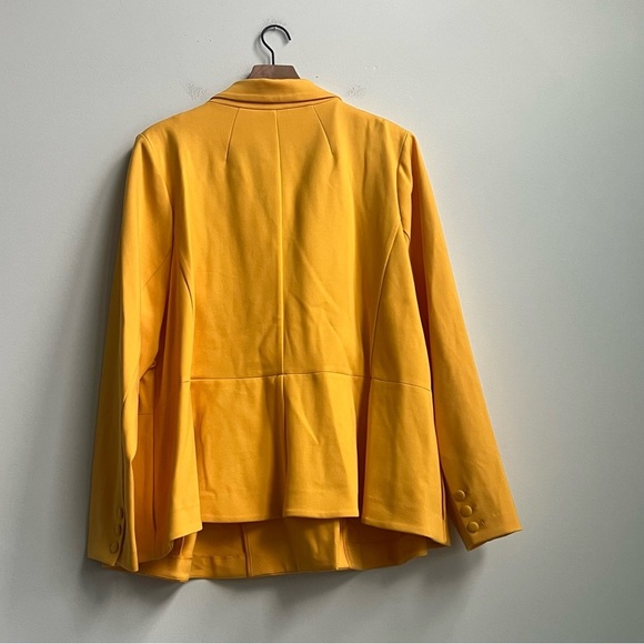 New ELOQUII Peplum Stretch Work Blazer Marigold Yellow Plus 26 Double Breasted - Picture 11 of 16